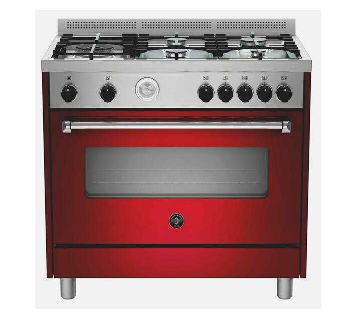 LA GERMANIA 90cm RUSTICA Freestanding Stove 5 Burner Gas Hob with Gas Oven & Gas Grill Burgundy 