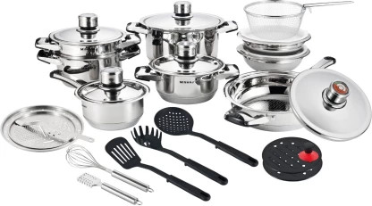 Minhaj 27pc Minhaj 27 piece Non-Stick Coated Stainless Steel Cookware Set  (27 - Piece) R 1,3500