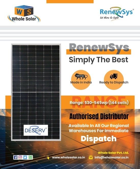 Go Solar with RenewSys Solar Panels in India – Your Trusted Source: Wholesolar.co.in - Whole Solar