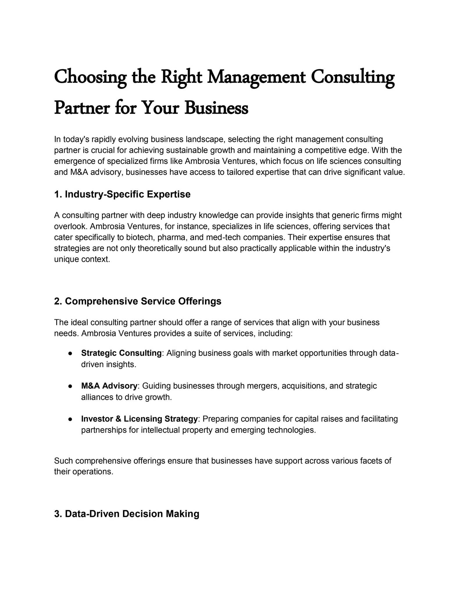 Expert Management Consulting Tailored to Your Business