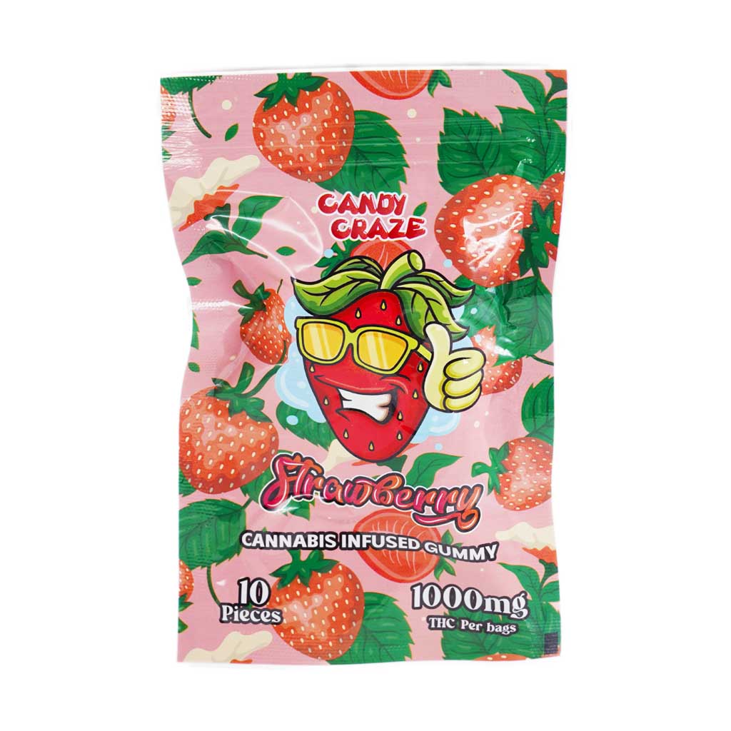 Candy Craze Edibles - Strawberry Gummy 1000mg THC - Low Price Bud