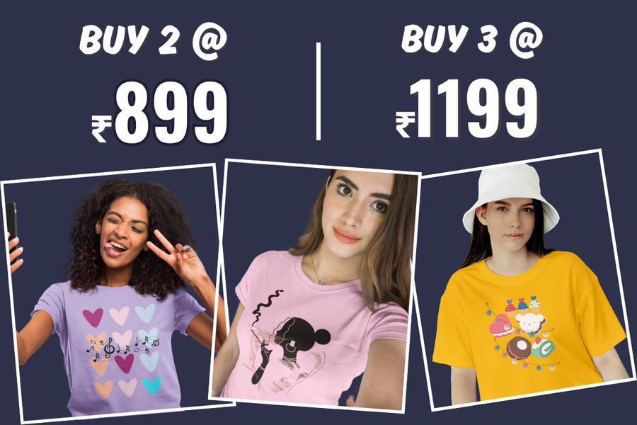 Buy 2 Classic Women’s Tshirts @ ₹899 or 3 @ ₹1199 – Style Meets Savings!  – ZealforTee