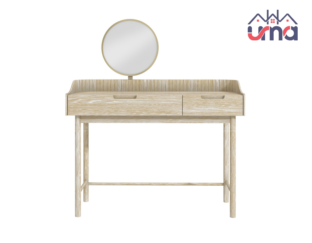 Bàn Trang Điểm Gỗ Sồi Kèm Gương Tròn Tinh Tế BTD040 UMA