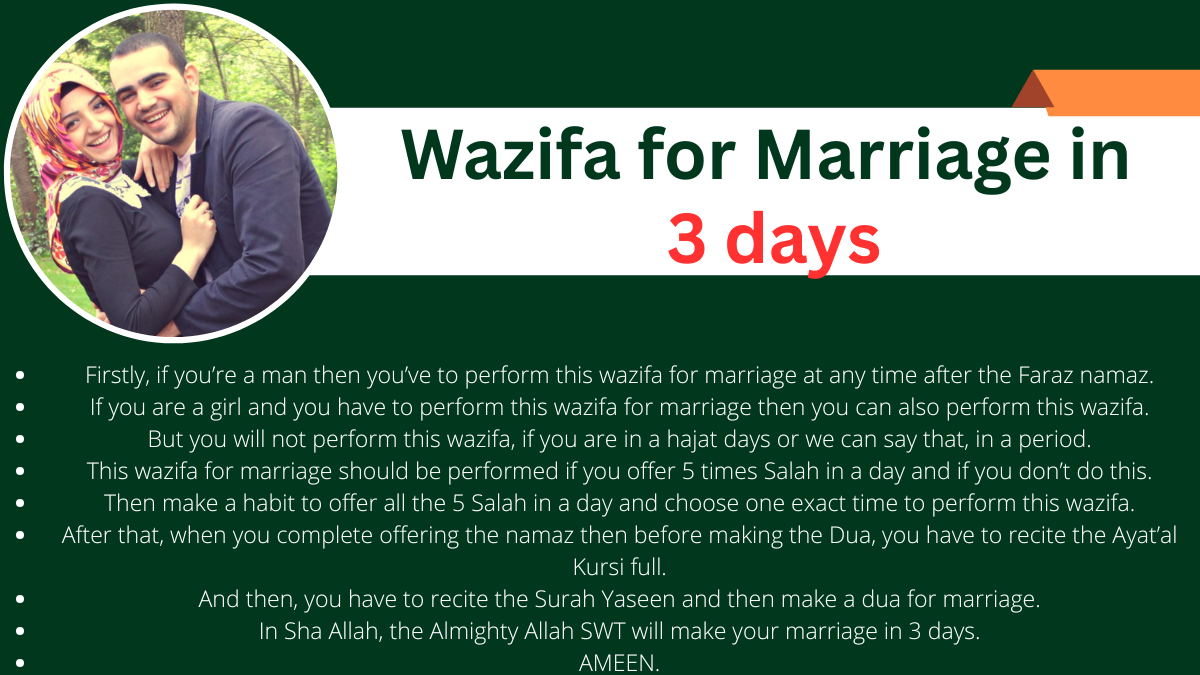 Wazifa for Marriage in 3 days – Halal Dua For Love Problem Solution.