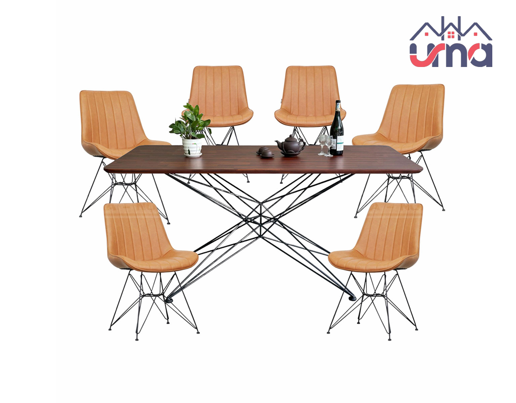 Bộ Bàn Ăn 6 Ghế Bọc Nệm Bàn Gỗ BBA046 - Nội Thất UMA