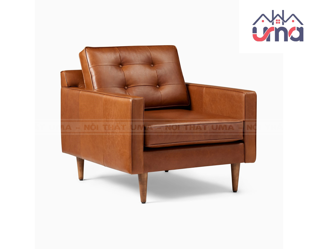 Sofa Đơn Chân Gỗ Bọc Da Sang Trọng SFD040 - Nội Thất UMA