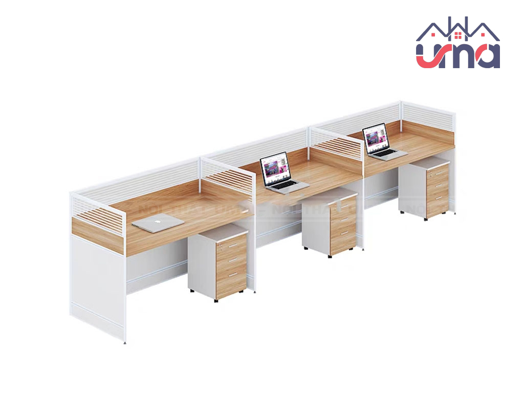Cụm Bàn 3 Người Làm Việc Gỗ MDF Có Tủ CB3N011 - UMA