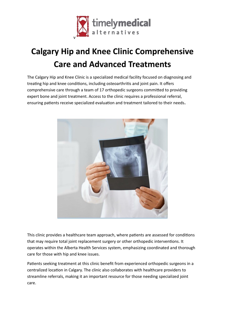 PPT - Calgary Hip and Knee Clinic Comprehensive Care and Advanced Treatments PowerPoint Presentation - ID:14533575