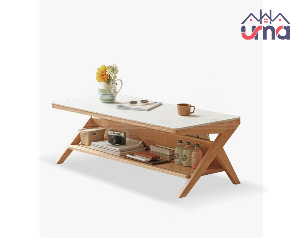 Bàn Trà Gỗ Sồi Mặt Đá Sang Trọng BT032 - Nội Thất UMA
